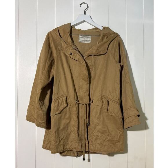 Zara Basic Khaki Hooded Outerwear Jacket Womens Size Small - Picture 1 of 9